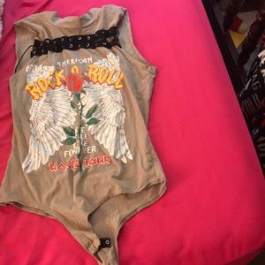 Rock N roll tan bodysuit